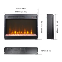 23" Remote Control Electric Fireplace Insert with Overheating Protection, Ultra-Thin Heater with Realistic Flame and Sidelight, Antique Black(m-3)
