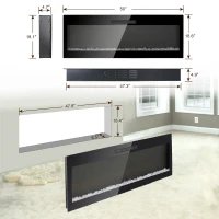 50" Recessed/Wall Mounted Electric Fireplace with 3D Realistic Flame Effect, and Remote Control, 1400W Heat, 5000 BTU, Antique Black(m-3)