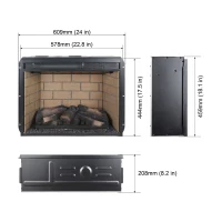 23" Infrared Quartz Heater Fireplace Insert with Realistic Flame, Adjustable Brightness, CSA/UL Certified, Antique Black(m-3)