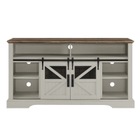 60" Electric Fireplace Entertainment Center with Door Sensor, Adjustable Flame Brightness, Remote Control, 60" L x 16" W x 32" H, White