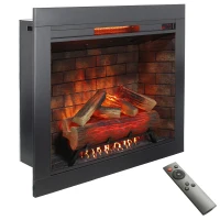 33" Realistic Flame Infrared Electric Fireplace Insert with Touch Panel Heater and Trim Kit, Adjustable Brightness, 1500W Heat, Antique Black(m-2)