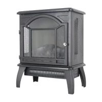 18" 3D Flame Electric Infrared Quartz Fireplace Stove with Adjustable Thermostat, Remote Control, and Safety Features, Antique Black(m-9)