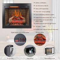 28" Infrared Electric Fireplace Insert with Touch Panel, Smokeless Firebox Heater with Trim Kit, Adjustable Brightness, Antique Black(m-5)