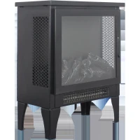 15" Freestanding Electric Fireplace Stove Heater with 3D Flame Effect, and Two-Speed Temperature Control, CSA/UL Certified, Antique Black(m-10)