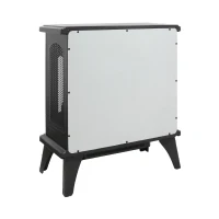 24" Free-Standing Design Electric Infrared Quartz Fireplace Stove with 11 Temperature Settings, 3D Flames, and Remote Control, Antique Black(m-11)