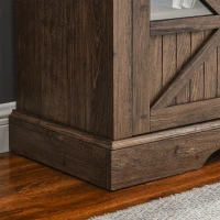 60" Electric Fireplace Entertainment Center with Door Sensor, Adjustable Flame Brightness, Remote Control, 60" L x 16" W x 32" H, Brown(m-11)