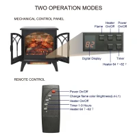 24" Free-Standing Design Electric Infrared Quartz Fireplace Stove with 11 Temperature Settings, 3D Flames, and Remote Control, Antique Black(m-5)