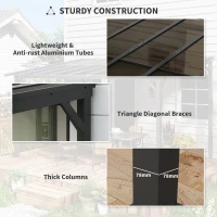 Outsunny 10' x 10' Hardtop Gazebo Wall-Mounted / Free Standing Outdoor Pergola with UPF 50+ & Waterproof Polycarbonate Roof(m-7)