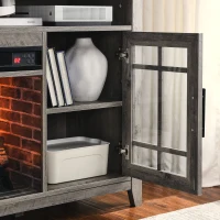 55" TV Media Stand with Electric Fireplace, Entertainment Center with Adjustable Shelves, Cable Management, Gray Wash(m-7)