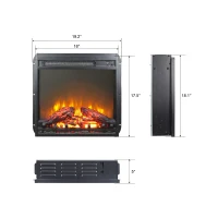18" CSA/UL Certified Electric Fireplace Insert with Log Set and Realistic Flame, Ultra-Thin Heater with Overheating Protection, Antique Black(m-3)