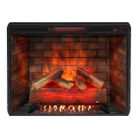 33" Realistic Flame Infrared Electric Fireplace Insert with Touch Panel Heater and Trim Kit, Adjustable Brightness, 1500W Heat, Antique Black(m-11)