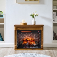 28" Remote Control TV Media Entertainment Center with Electric Fireplace, Realistic Flame Effect, Easy Mobility, 28" L x 11" W x 24" H, Dark Oak