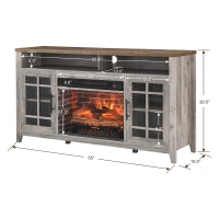 55" TV Media Stand with Electric Fireplace, Entertainment Center with Adjustable Shelves, Cable Management, Gray Wash(m-3)