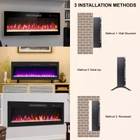 36" Remote Wall Mounted Electric Fireplace with Ultra Thin Tempered Glass Front, Multi-Color Flame, and LED Light Heater, Antique Black(m-4)