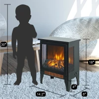 15" Freestanding Electric Fireplace Stove Heater with 3D Flame Effect, and Two-Speed Temperature Control, CSA/UL Certified, Antique Black(m-3)