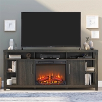 23" Remote Control Electric Fireplace Insert with Timer and Overheating Protection, Ultra Thin Heater with Realistic Flame, Antique Black