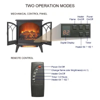 24" 3D Flame Electric Infrared Quartz Fireplace Stove with Adjustable Thermostat, and Remote Control, Heats Up to 400 Sq. Ft., Antique Black(m-5)