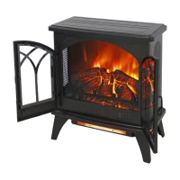 24" 3D Flame Electric Infrared Quartz Fireplace Stove with Adjustable Thermostat, and Remote Control, Heats Up to 400 Sq. Ft., Antique Black(m-9)