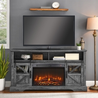 26" Overheating Protection Electric Fireplace Insert with Remote Control and Timer, Ultra-Thin Heater with Realistic Flame, Antique Black