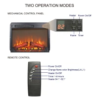 26" Overheating Protection Electric Fireplace Insert with Remote Control and Timer, Ultra-Thin Heater with Realistic Flame, Antique Black(m-4)