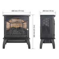 18" 3D Flame Electric Infrared Quartz Fireplace Stove with Remote Control, Overheat Protection, Free-Standing Design, Antique Black(m-3)