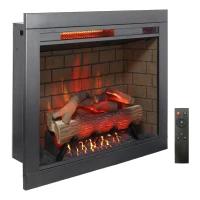 28" Infrared Electric Fireplace Insert with Touch Panel, Smokeless Firebox Heater with Trim Kit, Adjustable Brightness, Antique Black(m-2)