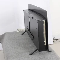 48" Remote Curved Wall Mounted Electric Fireplace with Multi-Color Flame, Ember Bed, and Adjustable Backlight, Antique Black(m-12)