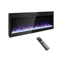 60" Recessed/Wall Mounted Electric Fireplace with 3D Realistic Flame Effect, and Remote Control, 1400W Heat, 5000 BTU, Antique Black