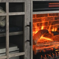 55" TV Media Stand with Electric Fireplace, Entertainment Center with Adjustable Shelves, Cable Management, Gray Wash(m-6)