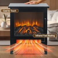 15" Freestanding Electric Fireplace Stove Heater with 3D Flame Effect, and Two-Speed Temperature Control, CSA/UL Certified, Antique Black(m-5)