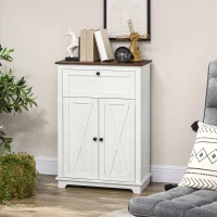 HOMCOM Farmhouse Sideboard Storage Cabinet with Doors and Drawer for Kitchen, Living room, 23.5"x11.75"x34.5", White(m-10)