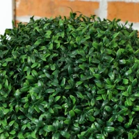 HOMCOM Set of 2 Artificial Ball Boxwood Topiary Trees, Fake Plants in Pot for Indoor Outdoor Living Room Green(m-8)