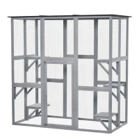 PawHut Large Catio Enclosure with Weather Protection, 6 Cat Platforms 71" x 38.5" x 71"(m-12)
