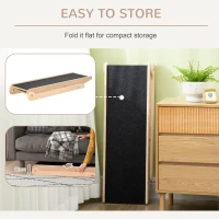 PawHut Dog Ramp for Bed Couch, Foldable Pet Ramp Height Adjustable 4 Levels from 14.75" to 24.5" for Cats and Small Dogs with Non-Slip Carpeted Surface, Natural(m-5)
