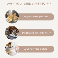 PawHut Dog Ramp for Bed Couch, Foldable Pet Ramp Height Adjustable 4 Levels from 14.75" to 24.5" for Cats and Small Dogs with Non-Slip Carpeted Surface, Natural(m-7)