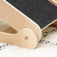 PawHut Dog Ramp for Bed Couch, Foldable Pet Ramp Height Adjustable 4 Levels from 14.75" to 24.5" for Cats and Small Dogs with Non-Slip Carpeted Surface, Natural(m-9)