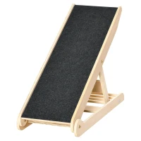 PawHut Dog Ramp for Bed Couch, Foldable Pet Ramp Height Adjustable 4 Levels from 14.75" to 24.5" for Cats and Small Dogs with Non-Slip Carpeted Surface, Natural(m-11)