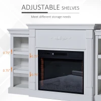 HOMCOM 70" W x 15.75" H Electric Fireplace Mantel TV Stand, Media Console Center Cabinet with 6 Shelves and Remote Control, Cream White(m-5)
