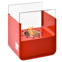 HOMCOM Ethanol Fireplace, 7.75" Tabletop 0.10 Gal, Stainless Steel, Burns up to 2 Hours, Red(m-11)