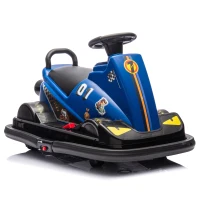 12V Kids Ride On Bumper Car with 360° Rotation, Sound Effects, 4-Wheel Waterfall Lights, Toy Car for Ages 3-5, 30" L x 21" W x 19" H, Blue(m-2)