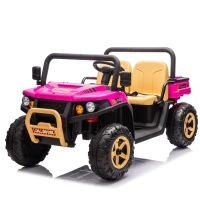 24V 2-Seater Kids Ride on UTV with Parent Control, Automatic Tipping Bucket, Ride on Toys with LED Lights and Bluetooth for Ages 3-8, Pink(m-12)