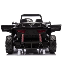 24V 2-Seater Kids Police Car with Parent Control, Bluetooth, USB/TF, LED Lights, 4-Wheel Suspension, 47.5" L x 32.5" W x 25" H, Black(m-14)