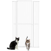 PawHut 67" Extra Tall Pet Gate, 30"-41" Dog Gate with Cat Door, 1.4" Narrow Gap, 2.8" and 5.5" Extension, for Doorway, Hallway(m-11)