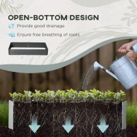 Outsunny 6' x 3' x 1' Raised Garden Bed with 2 Trellis Tomato Cages, Steel Frame Elevated Planter Box, Dark Grey(m-4)