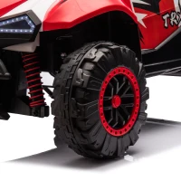 24V 2-Seater Kids Police Car with Parent Control, Bluetooth, MP3, LED Lights, 4-Wheel Suspension, 47.5" L x 32.5" W x 25" H, White+Red(m-10)