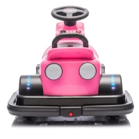 12V Kids Ride On Bumper Car with 360° Rotation, Sound Effects, LED Lights, Music, Toy Motor Car for Ages 3-5, 30" L x 21" W x 19" H, Pink(m-14)