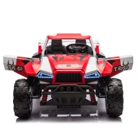 24V 2-Seater Kids Police Car with Parent Control, Bluetooth, MP3, LED Lights, 4-Wheel Suspension, 47.5" L x 32.5" W x 25" H, White+Red(m-1)