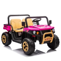 24V 2-Seater Kids Ride on UTV with Parent Control, Automatic Tipping Bucket, Ride on Toys with LED Lights and Bluetooth for Ages 3-8, Pink(m-2)