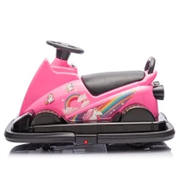 12V Kids Ride On Bumper Car with 360° Rotation, Sound Effects, LED Lights, Music, Toy Motor Car for Ages 3-5, 30" L x 21" W x 19" H, Pink(m-13)