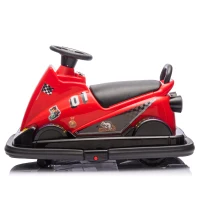 12V Kids Bumper Car with 360° Rotation, Sound Effects, LED Lights, Steering Wheel Music, Toy Car for Ages 3-5, 30" L x 21" W x 19" H, Red(m-13)